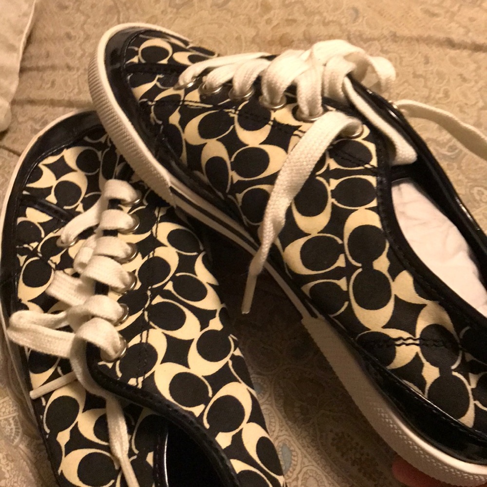 Black and cream COACH sneakers